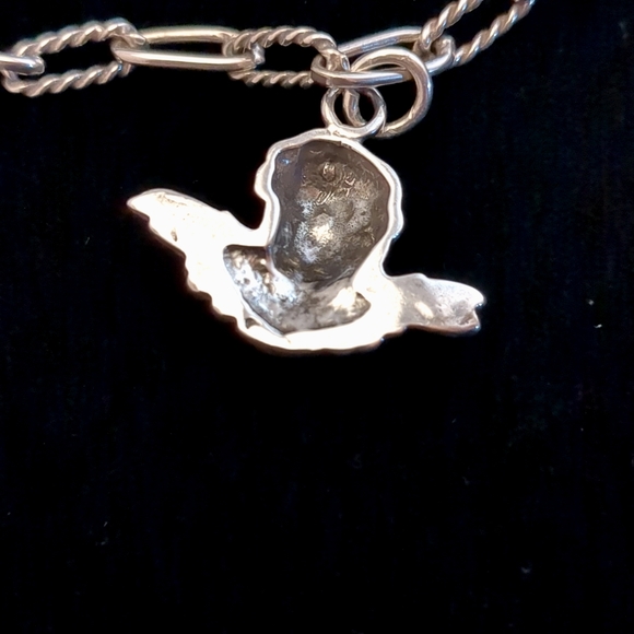 Vintage Foreé Hunsicker Sterling Silver Necklace Engraved Luggage Tags & Cherub - Picture 10 of 16